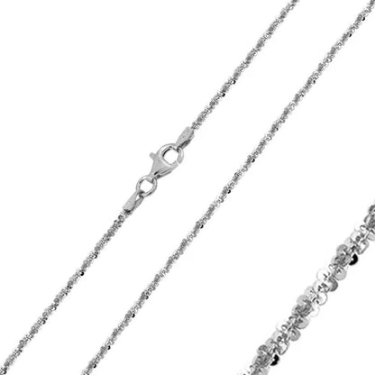 925 Sterling Silver Rhodium Plated Shiny Roc 025 Chain 1.4mm