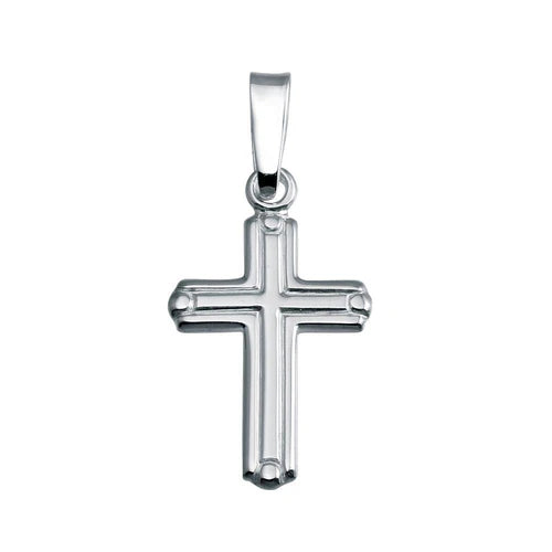 925 Sterling Silver Non-Plated Bordered Cross Pendant