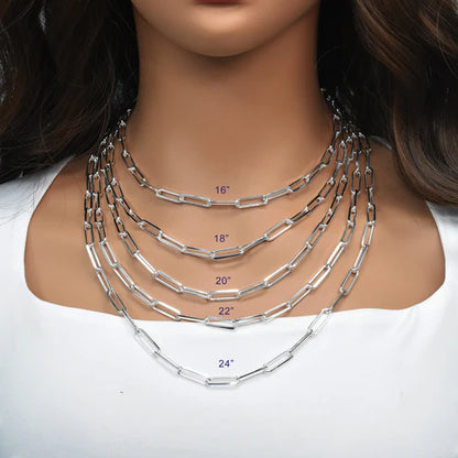925 Sterling Silver Diamond Cut Paperclip 150 Link 5.4mm Bracelet or Chain