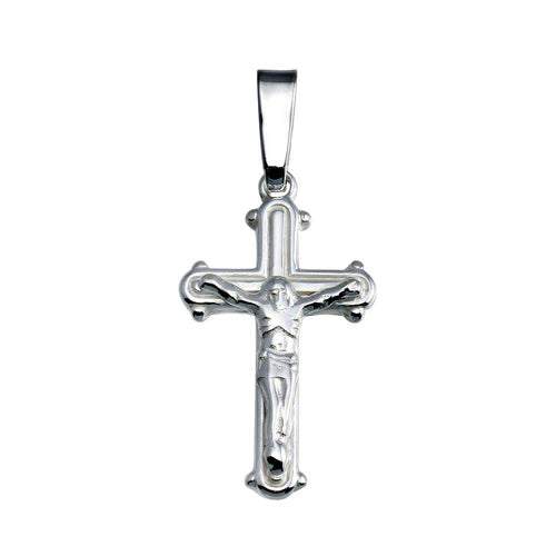 925 Sterling Silver Finish High Polished Crucifix Pendant