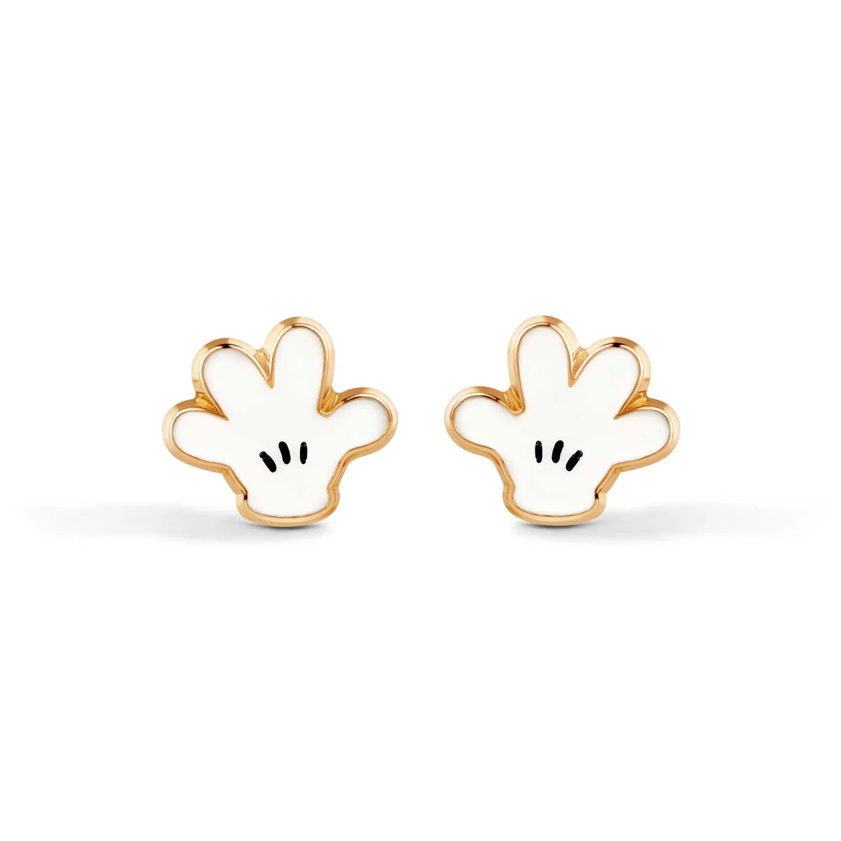 14 Karat White Enamel Gloves Screw Back Earrings