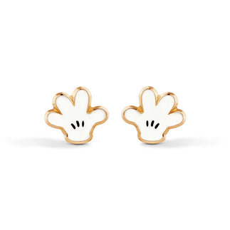 14 Karat White Enamel Gloves Screw Back Earrings