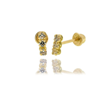 14 Karat Yellow Gold 1.8mm x 5.2mm Bar Clear CZ Screw Back Earring