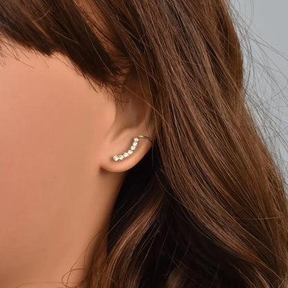 14 Karat Yellow Gold CZ Crawler Screw Back Earring