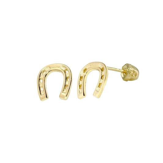 14 Karat Yellow Gold Horse Shoe Screw Back Earring