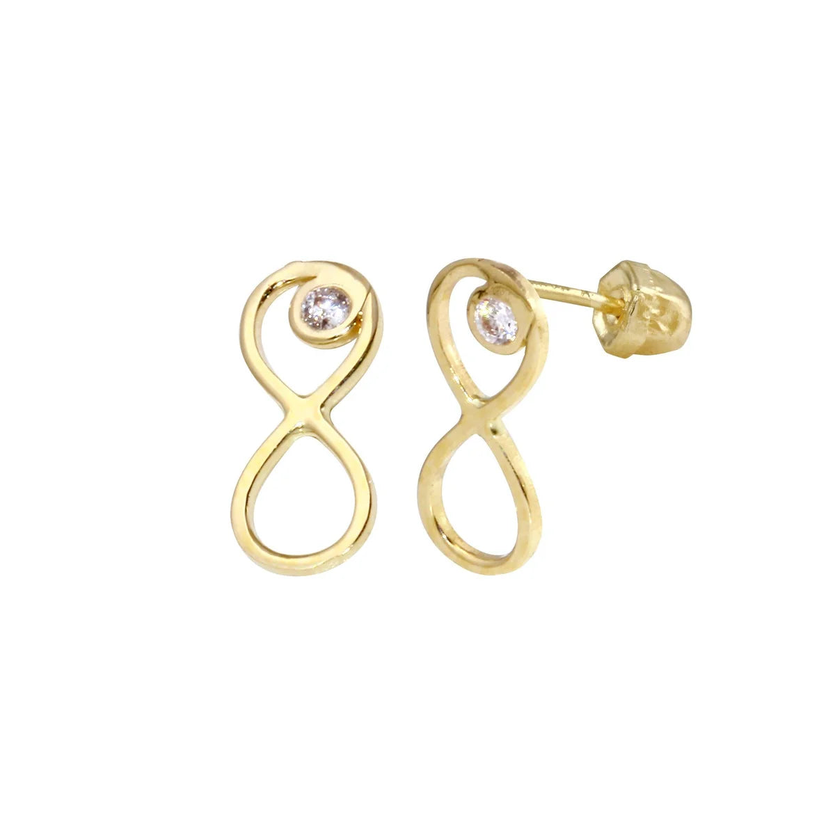 14 Karat Yellow Gold CZ Infinity Screw Back Earring