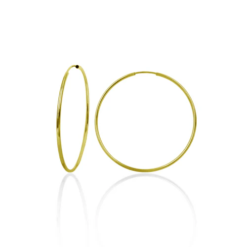 14 Karat Yellow Gold 1mm Wire Hoop Earrings