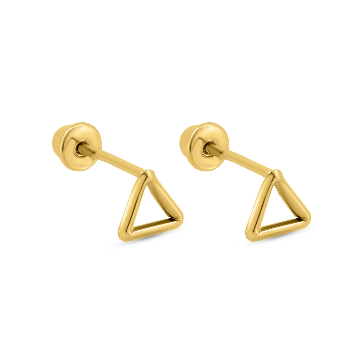 14 Karat Yellow Gold Triangle Screw Back Earrings