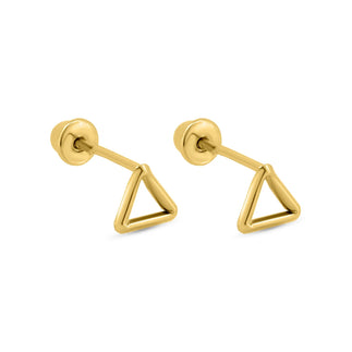 14 Karat Yellow Gold Triangle Screw Back Earrings