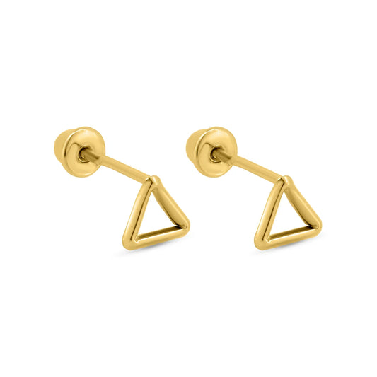 14 Karat Yellow Gold Triangle Screw Back Earrings