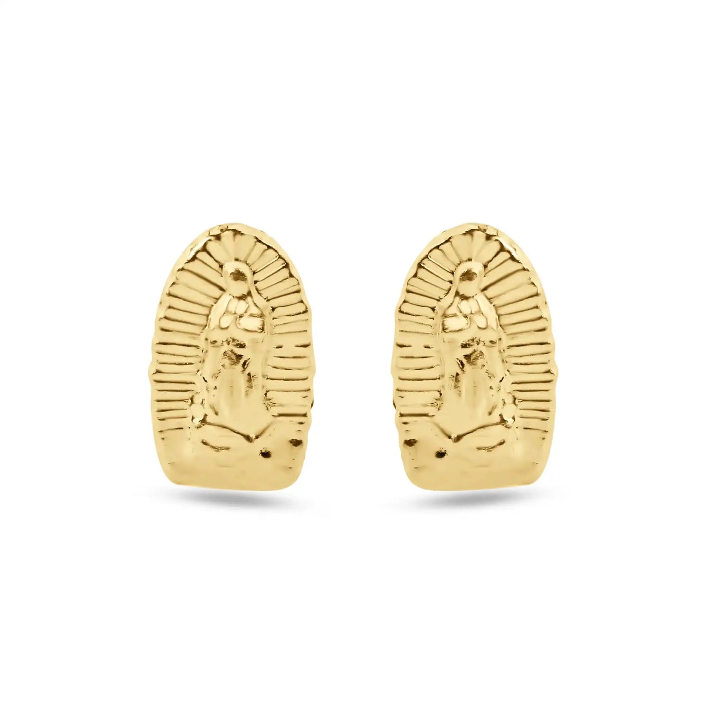 14 Karat Yellow Gold Our Lady of Guadalupe Screw Back Earrings