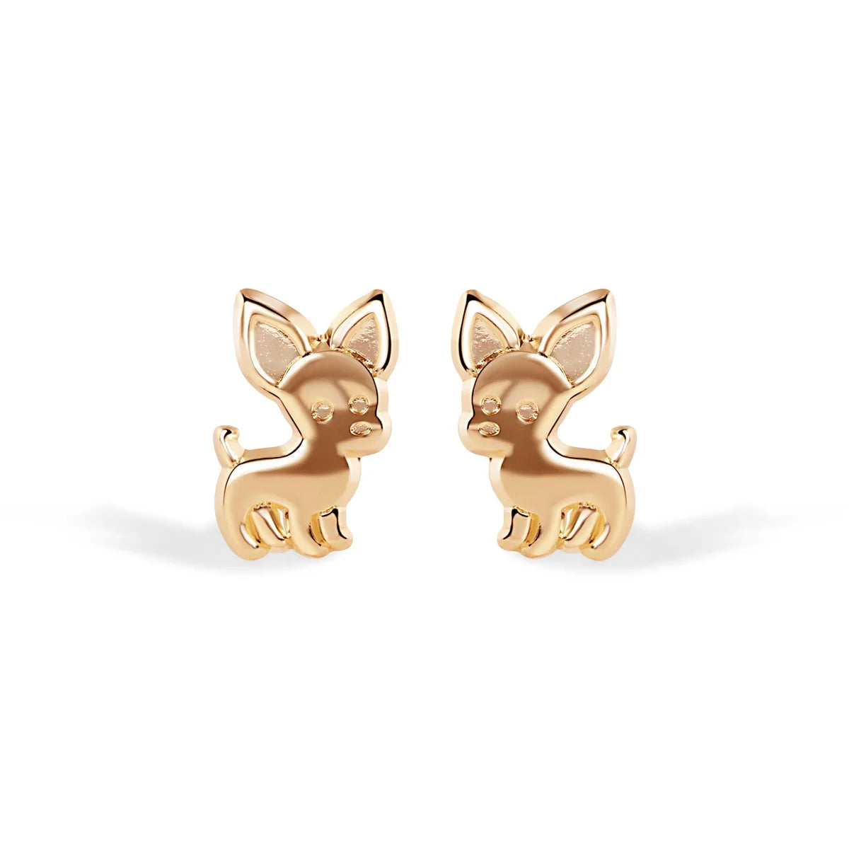 14 Karat Chihuahua Screw Back Earrings