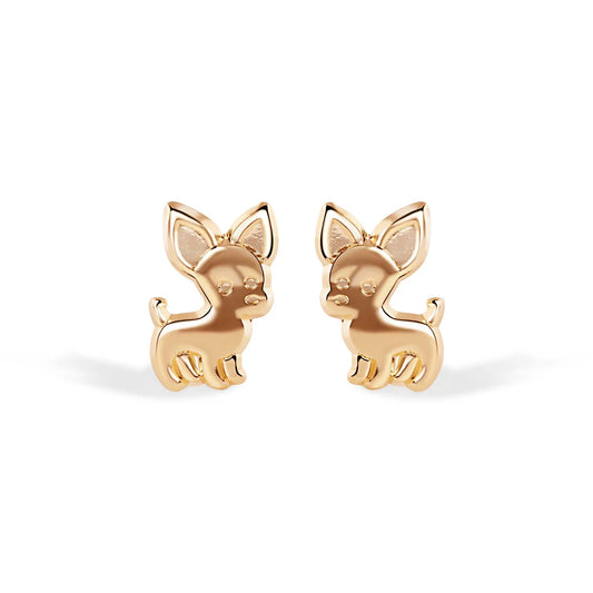 14 Karat Chihuahua Screw Back Earrings