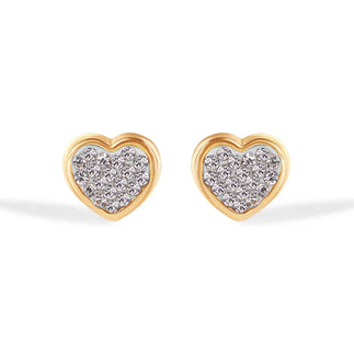 14 Karat Heart Clear CZ Screw Back Earrings