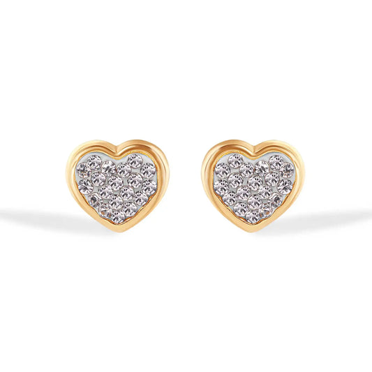 14 Karat Heart Clear CZ Screw Back Earrings
