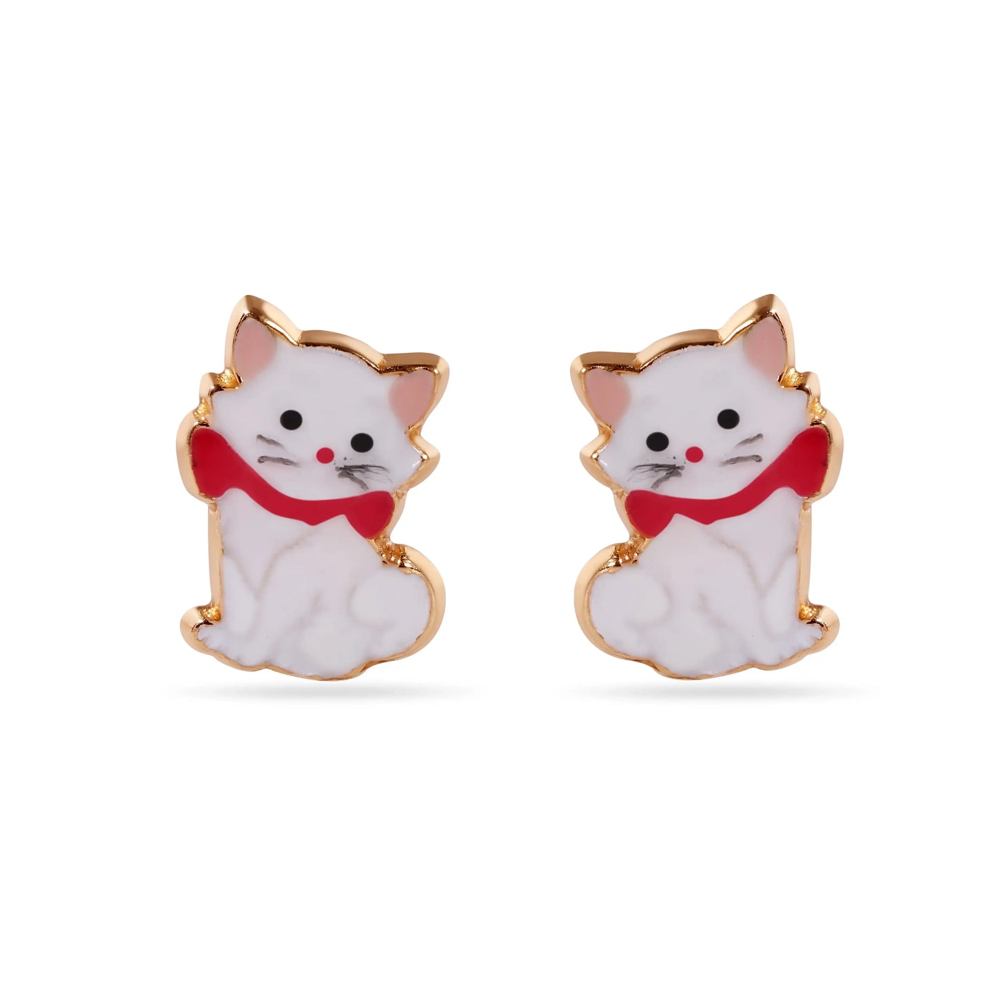 14 Karat Kitten Screw Back Earrings