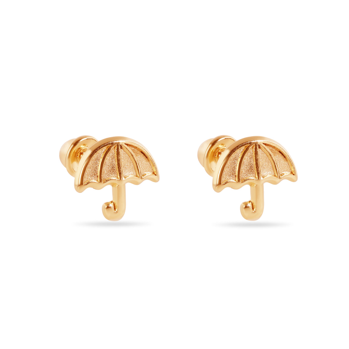 14 Karat Heart Umbrella Screw Back Earrings