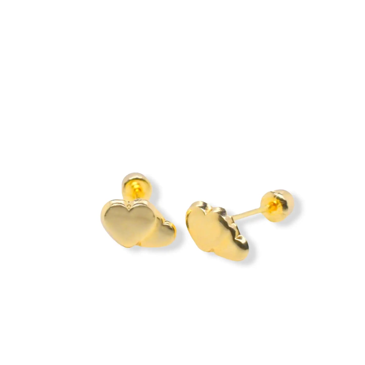 14 Karat Yellow Gold Twin Hearts 5.8mm x 3.7mm Screw Back Stud Earring