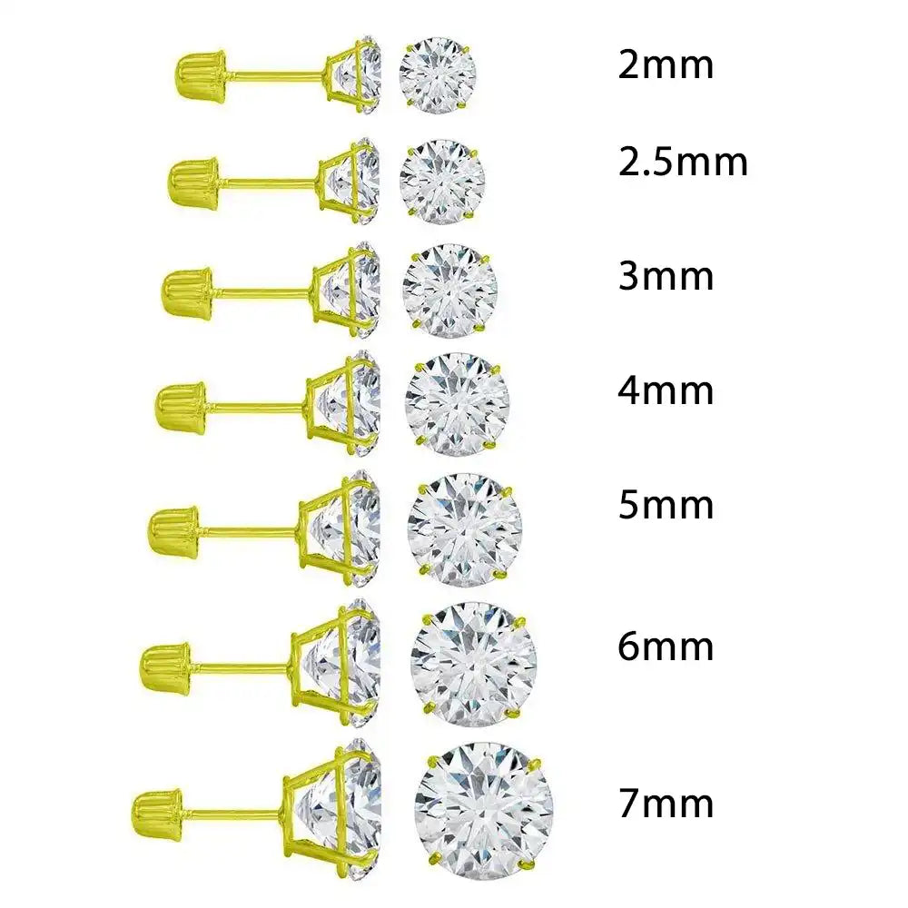 14 Karat Yellow Gold Round Lab Grown Diamonds Screw Back Earring