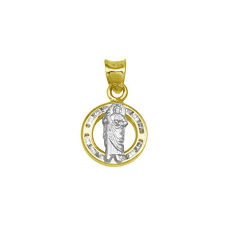 14 Karat Yellow Gold CZ Disc St. Jude Pendant