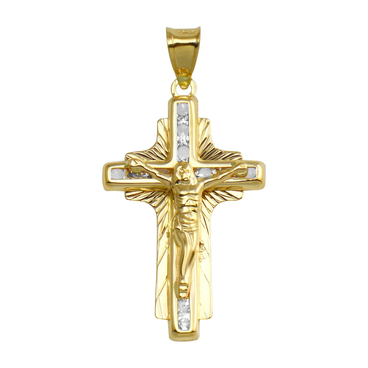 14 Karat Yellow Gold DC CZ Cross Pendant