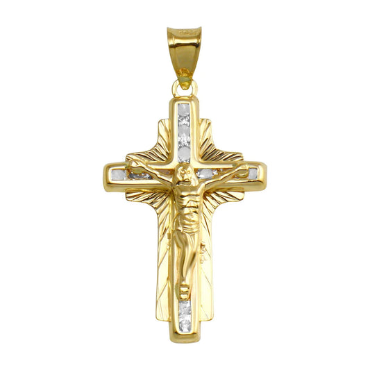 14 Karat Yellow Gold DC CZ Cross Pendant