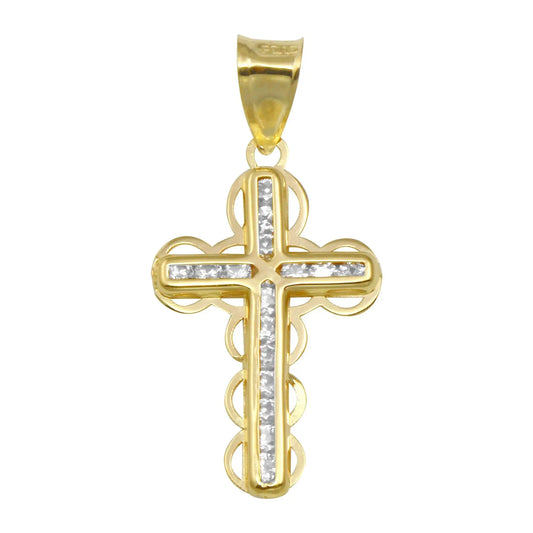 14 Karat Yellow Gold CZ Bubble Cross Pendant