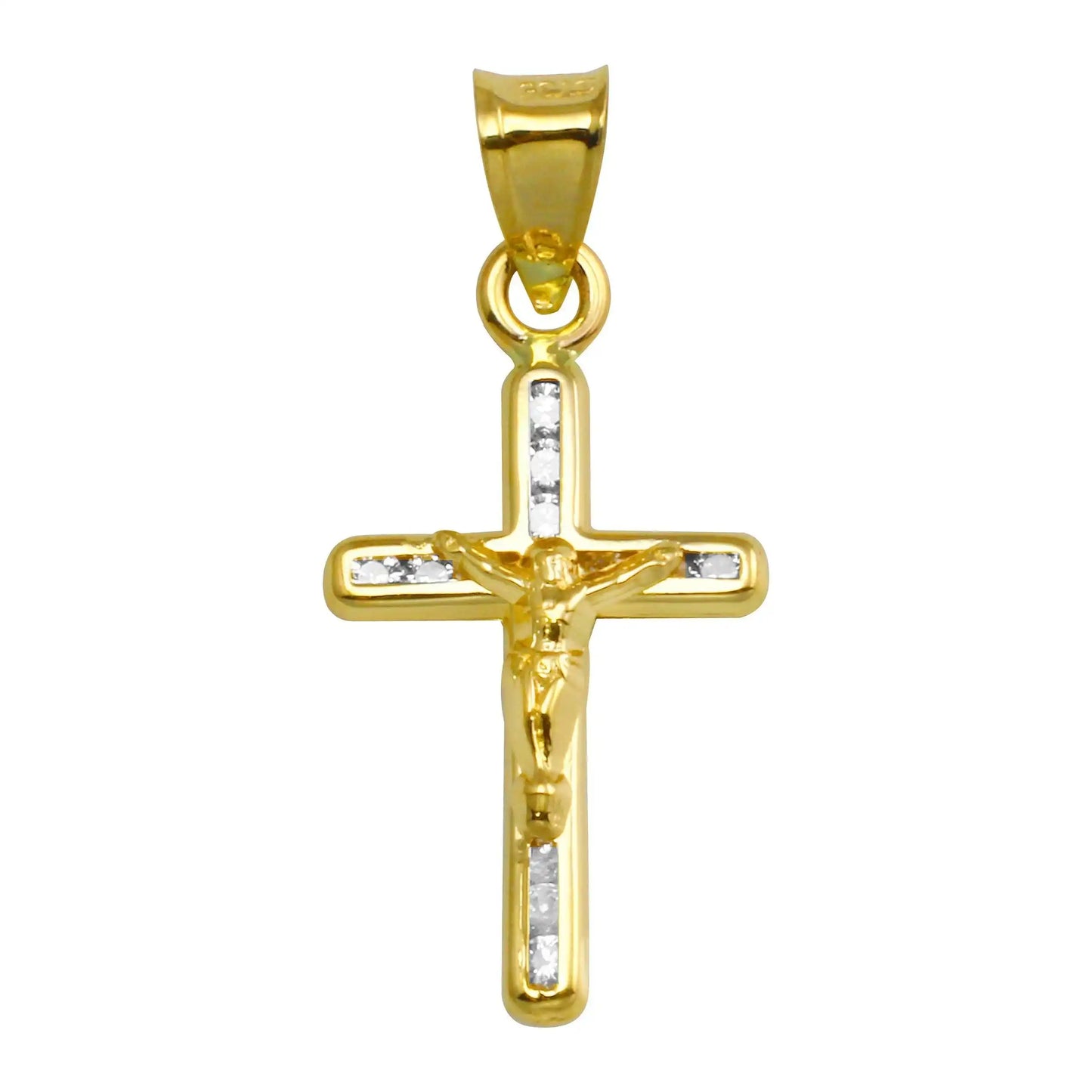 14 Karat Yellow Gold CZ Cross Pendant