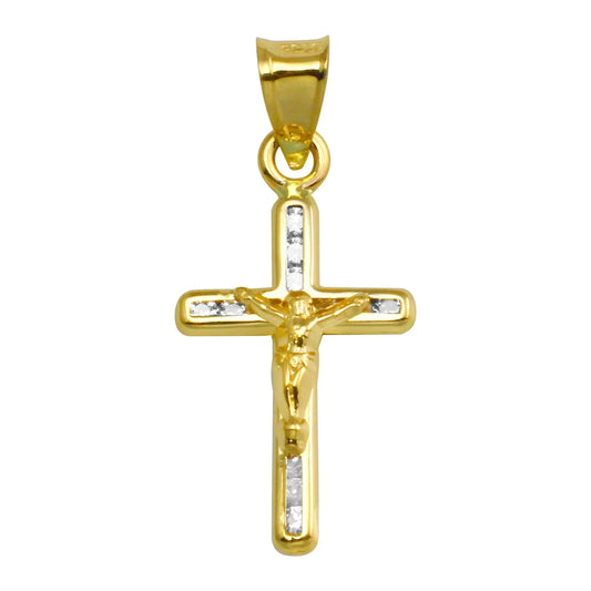 14 Karat Yellow Gold CZ Cross Pendant