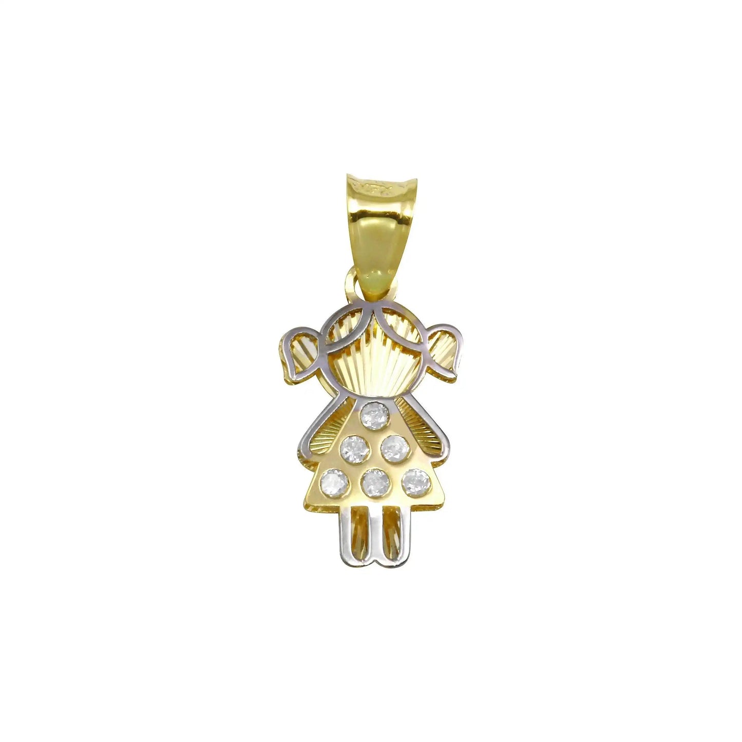 14 Karat Yellow Gold CZ Girl Pendant