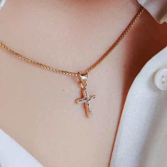 14 Karat Yellow Gold Crucifix Clear CZ Pendant