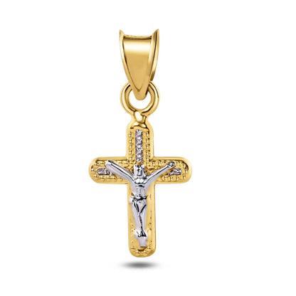 14 Karat Yellow Gold Crucifix Clear CZ Pendant