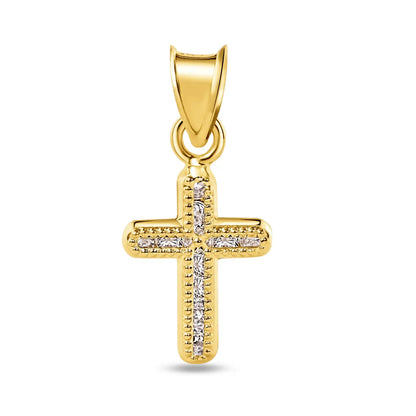 14 Karat Yellow Gold Crucifix Clear CZ Pendant