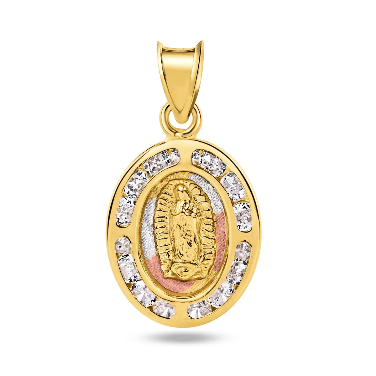 14 Karat Yellow Gold Guadalupe Clear CZ Pendant