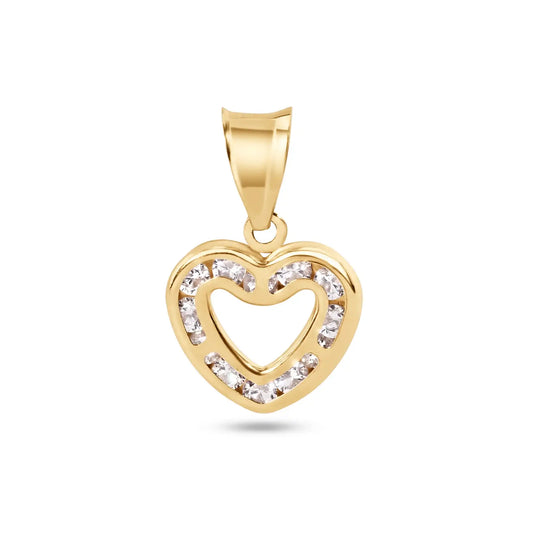 14 Karat Yellow Gold 8.5mm Heart CZ Pendant