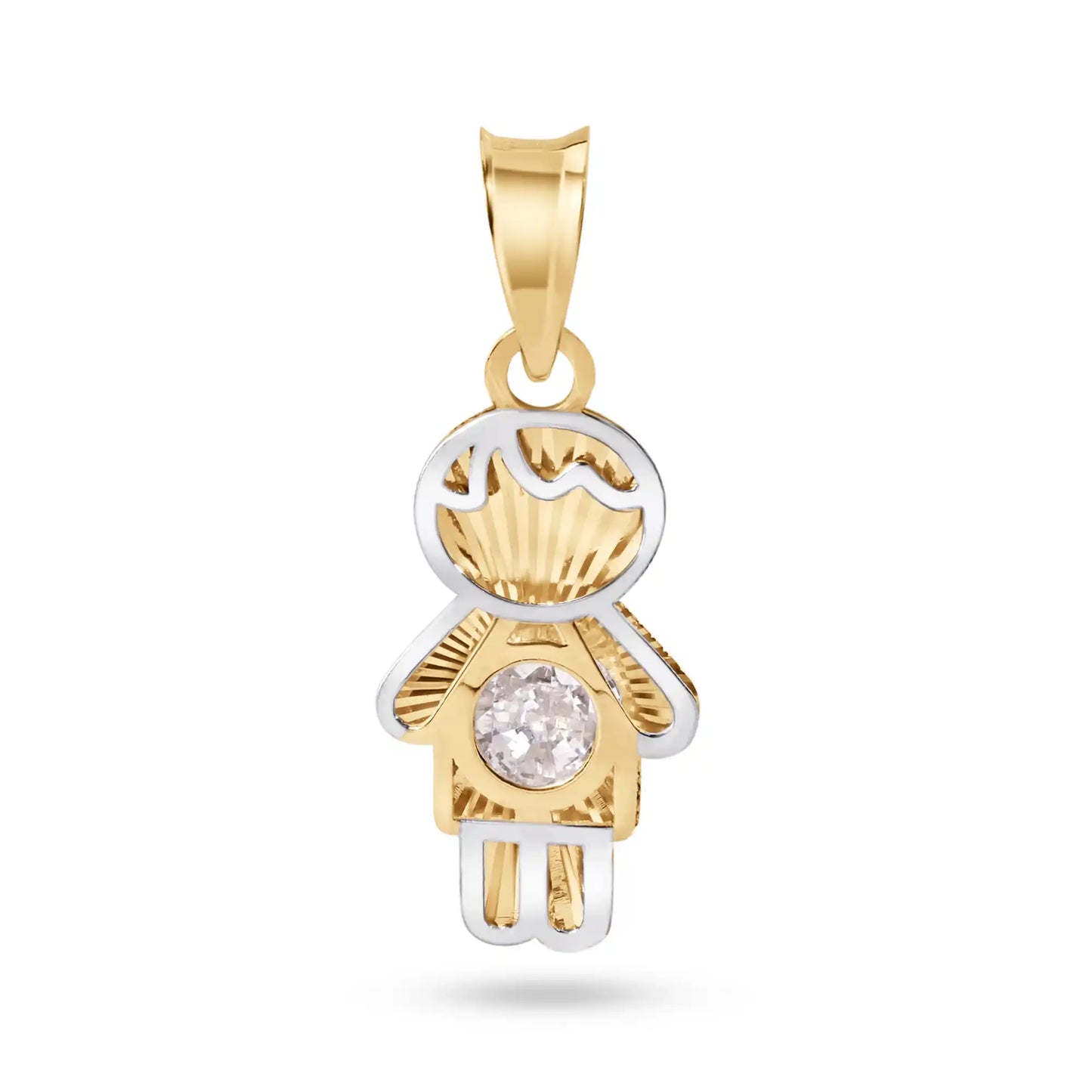 14 Karat Yellow Boy Clear CZ Pendant