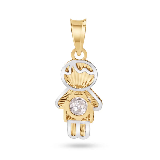 14 Karat Yellow Boy Clear CZ Pendant