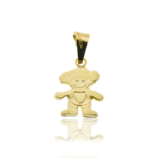 14 Karat Yellow Gold Smiling Child Heart Detail Pendant