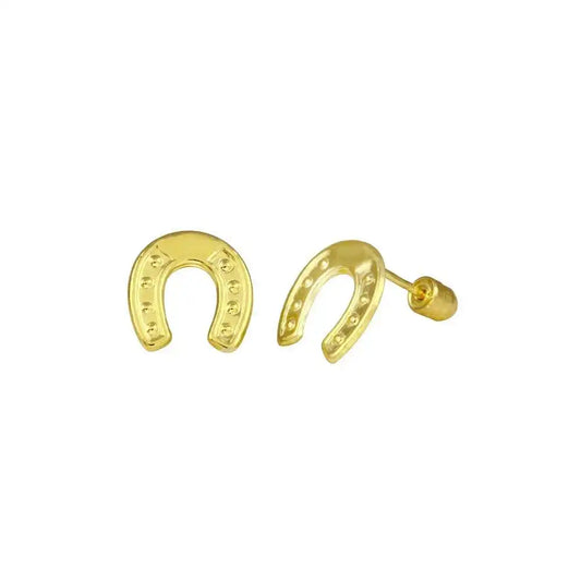 14 Karat Yellow Gold Horseshoe Screw Back Stud Earring