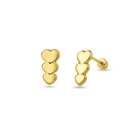 14 Karat Yellow Triple Star Screw Back Stud Earring