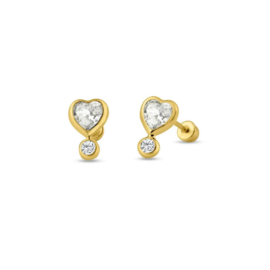 14 Karat Yellow Heart Screw Back Stud Earring