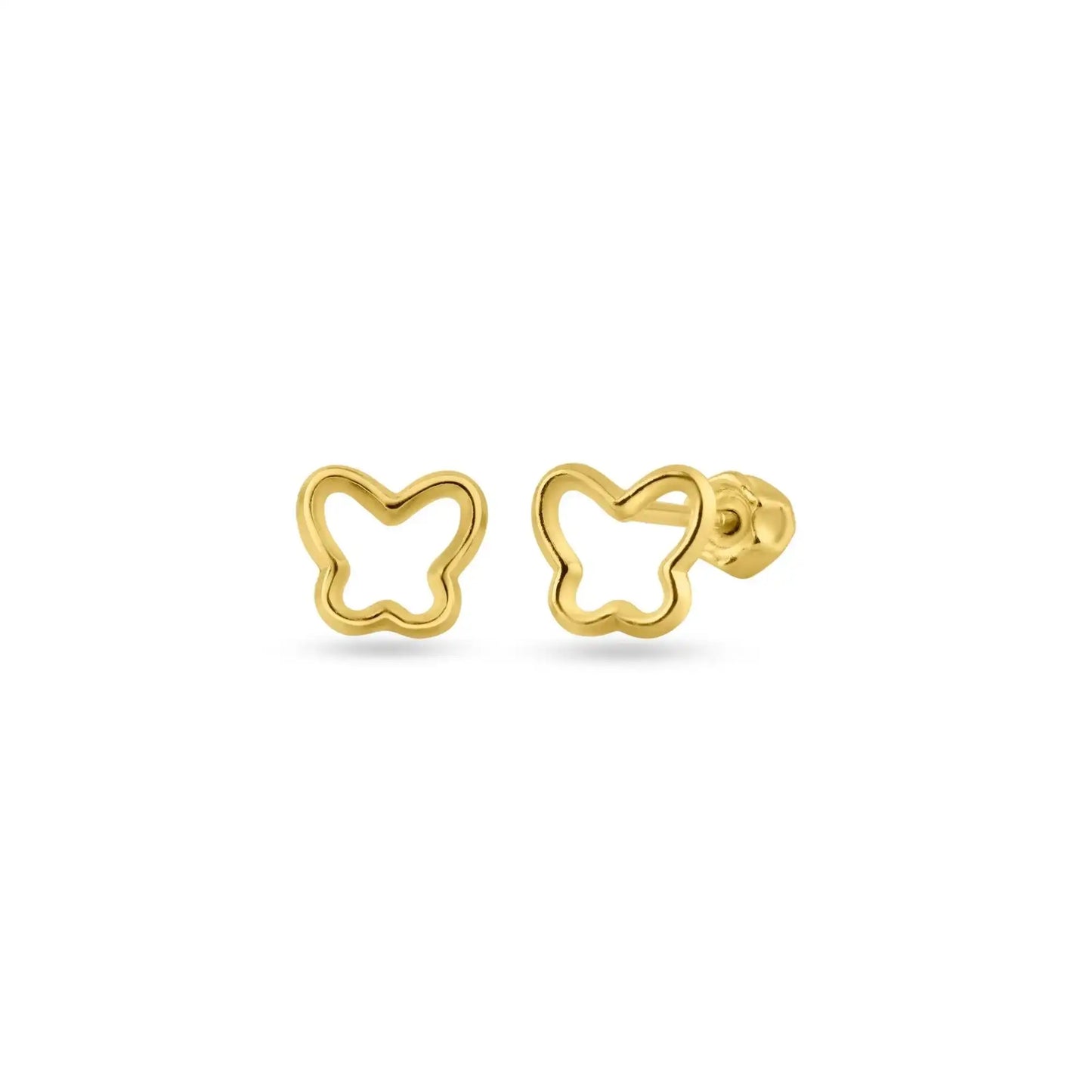14 Karat Yellow Gold Open Butterfly Screw Back Stud Earring