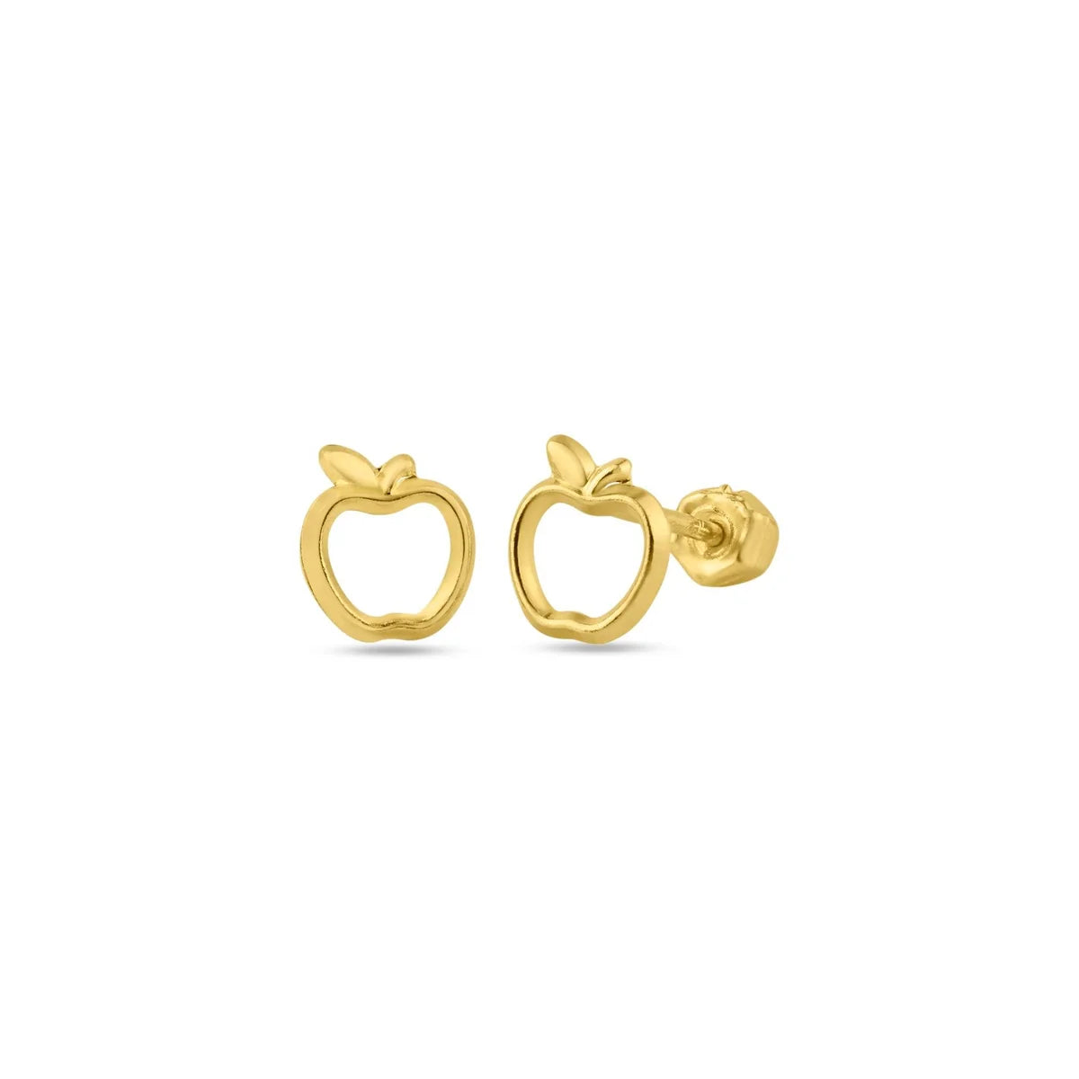 14 Karat Yellow Gold Open Apple Screw Back Stud Earring