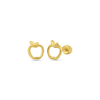 14 Karat Yellow Gold Open Apple Screw Back Stud Earring