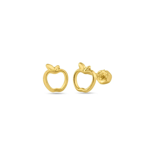 14 Karat Yellow Gold Open Apple Screw Back Stud Earring