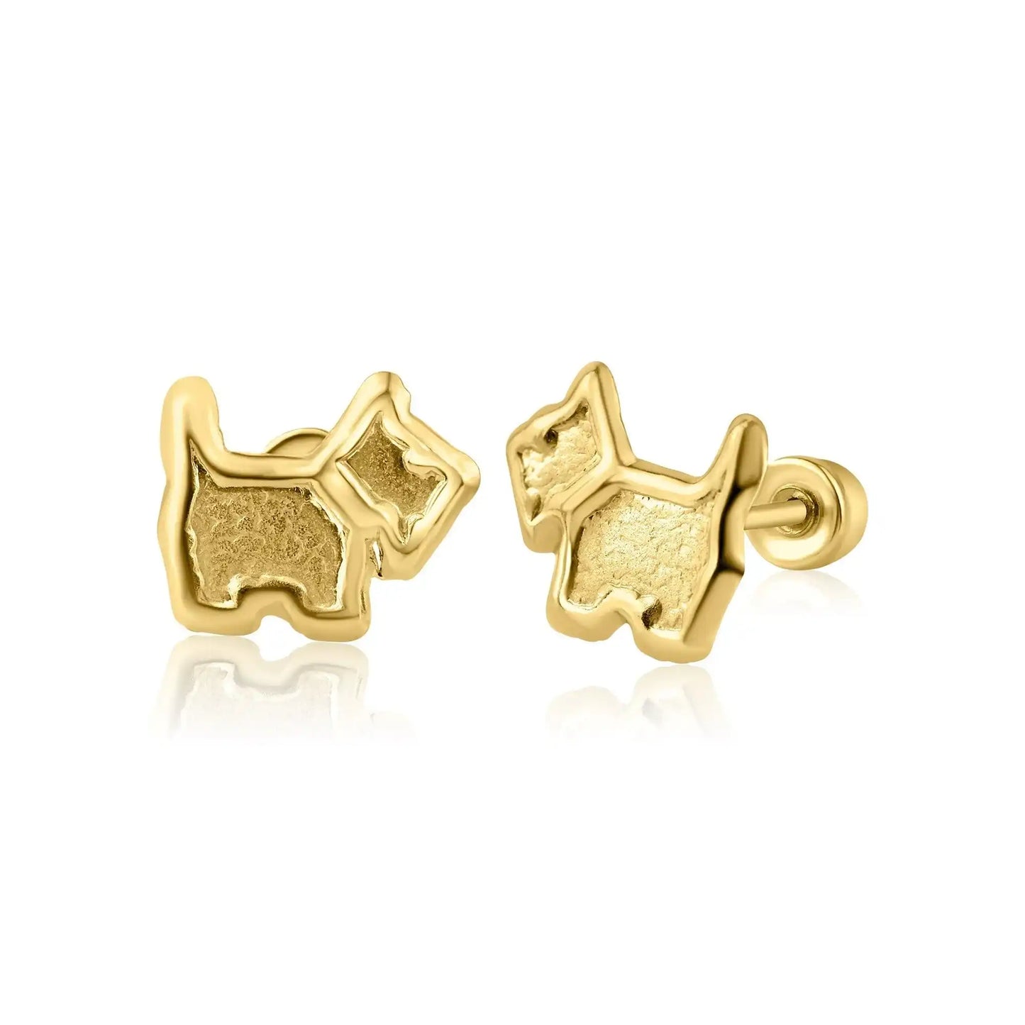 14 Karat Yellow Gold Dog Screw Back Earring