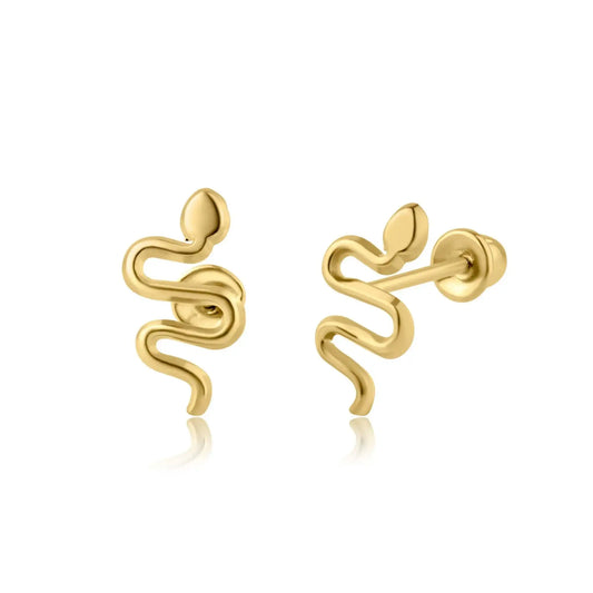 14 Karat Yellow Gold Snake Screw Back Earring