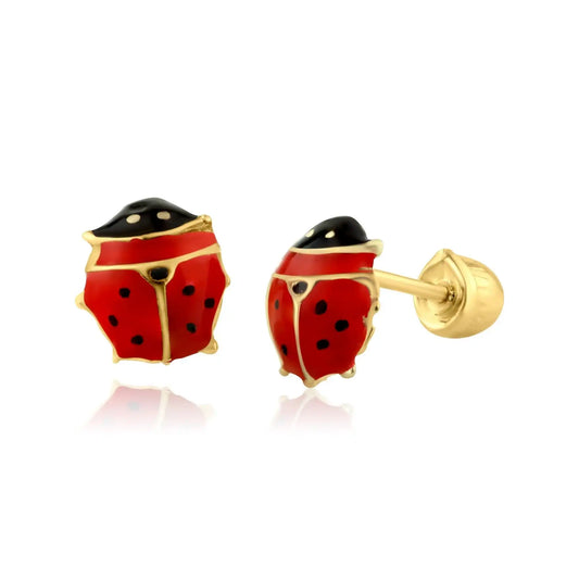 14 Karat Yellow Gold Lady Bug Screw Back Earring