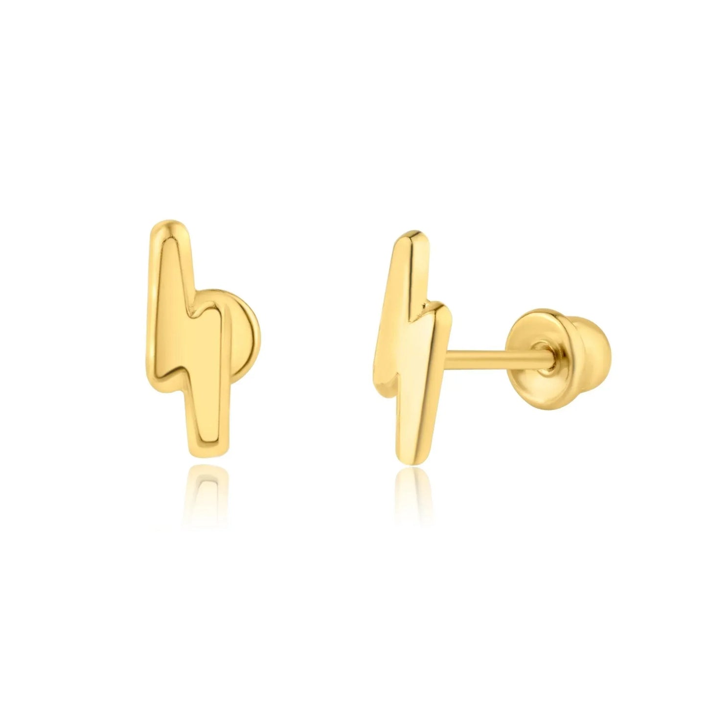 14 Karat Yellow Gold Lightning Bolt Screw Back Earring