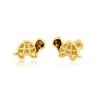 14 Karat Yellow Gold Turtle Stud Screw Back Earring